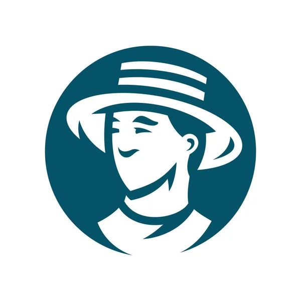 Gondolero en un signo de silueta sombrero de paja — Vector de stock