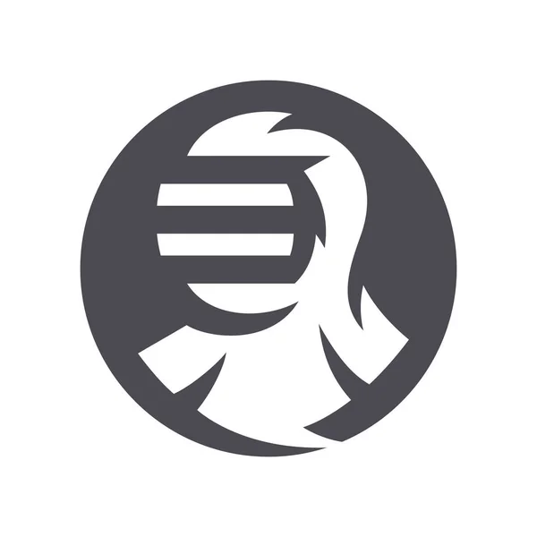 Giapponese casco Kendo segno silhouette — Vettoriale Stock