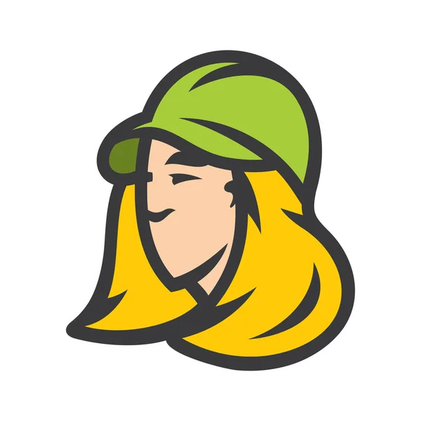 Femme blonde dans une casquette signe vecteur — Image vectorielle