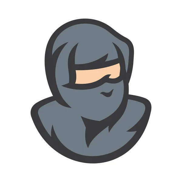 Ninja Guerreiro Vetor Cartoon Ilustração sinal — Vetor de Stock