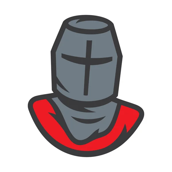 Ridder teken. Crusader helm. Vectorillustratie. — Stockvector