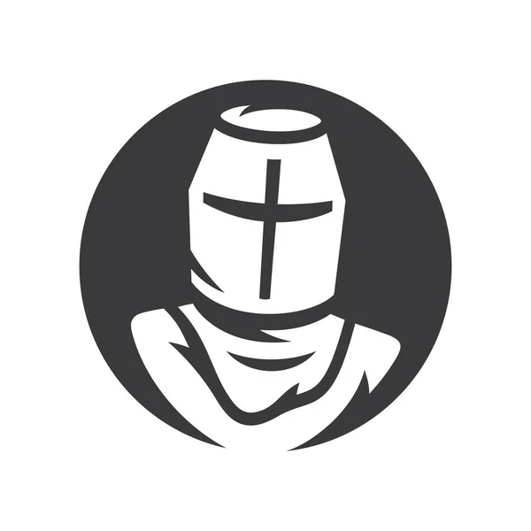 Знак рыцаря. Вектор шлема крестоносца простой силуэт Иллюстрация . — стоковый вектор
