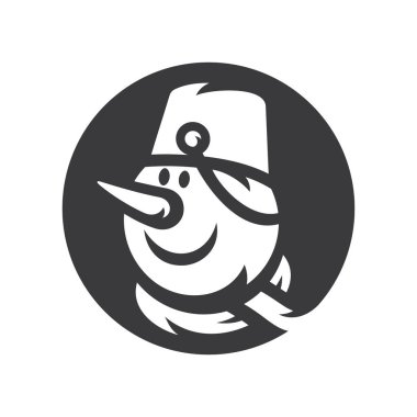 Kova ve eşarp vektör basit siluet çizimi ile kardan adam.