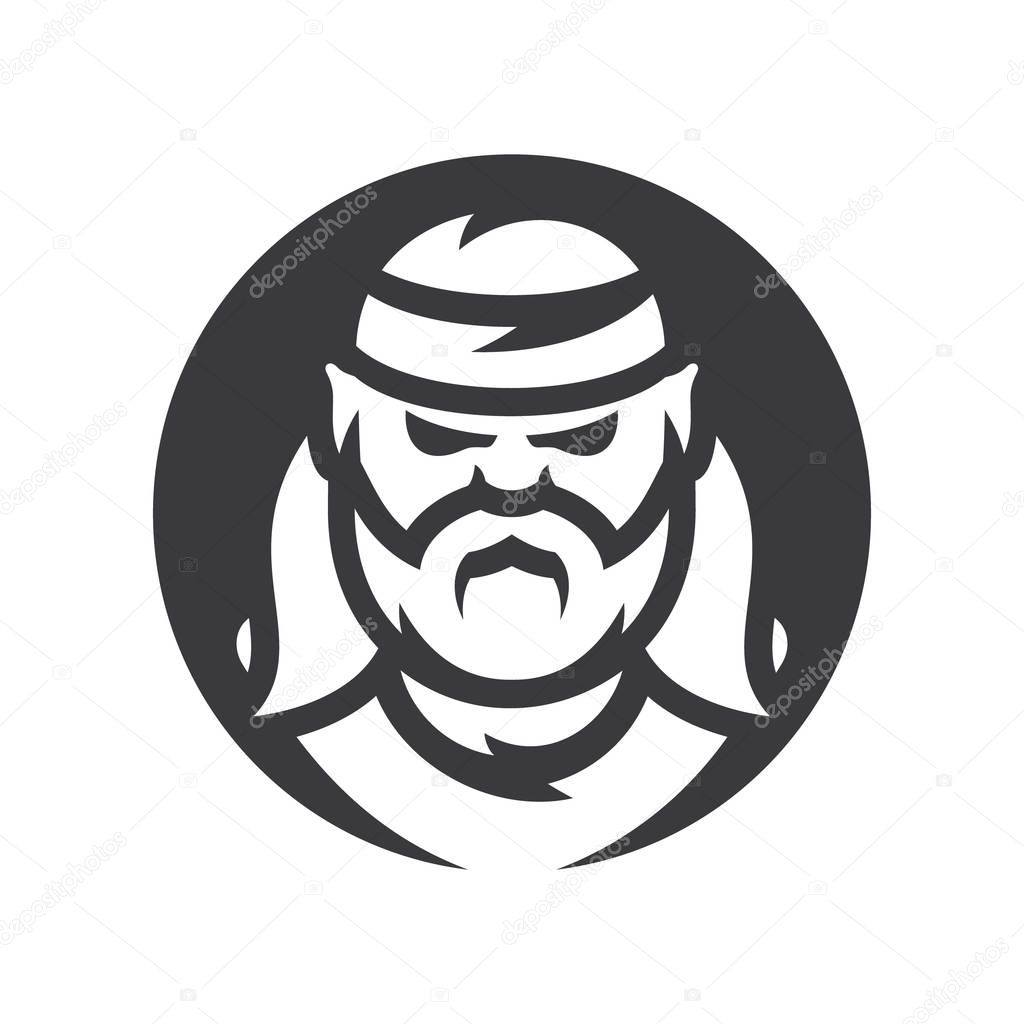 Man with a bandage on his head. Isolated on a white background