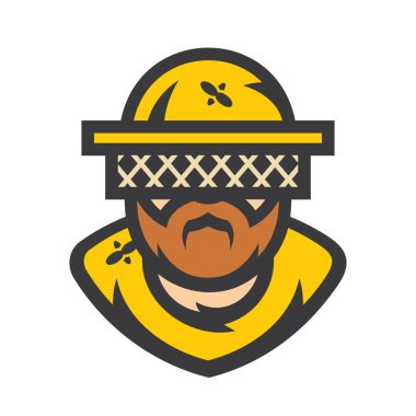 Arı kovanı arıcı vektör karikatür çizim.