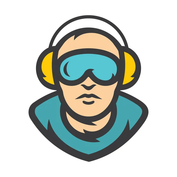 Mann mit Kopfhörer Vektor Cartoon Illustration. — Stockvektor