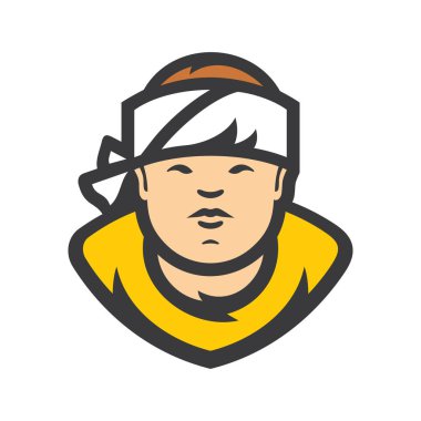 Asya Suşi Chef vektör karikatür illüstrasyon.