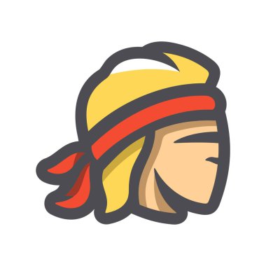 Muay Thai Dövüşçüsü Yüz Vektör Simgesi Çizim Çizimi