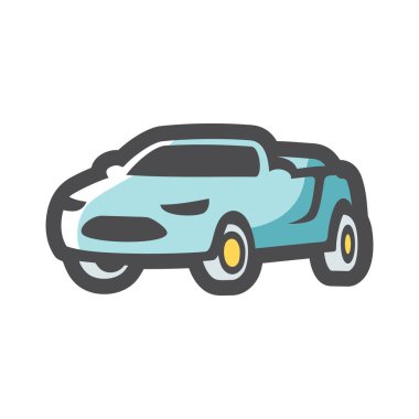 Cabriolet Yazı Lüks Araba Vektörü Simgesi Çizim Çizimi.