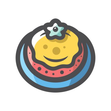 Doğum günü Pasta Tatili Tatlı Vektör Çizgi Filmi Çizimi.