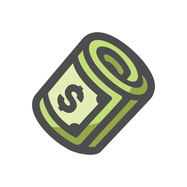 Bargeld. Geldstapel Vektor-Ikone Cartoon Illustration. — Stockvektor