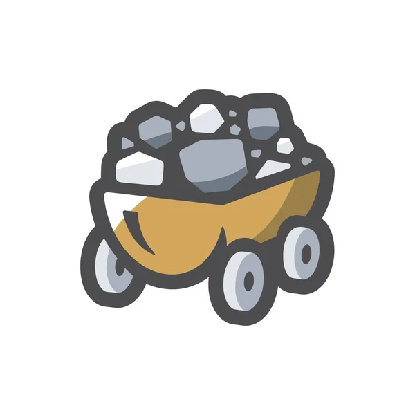 Coal Wagon Ore Cart Vector icon Cartoon illustration — Stock Vector