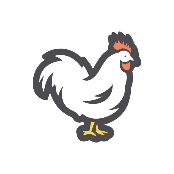 Withe Cock Rooster Vector icon Cartoon illustration — Stock Vector