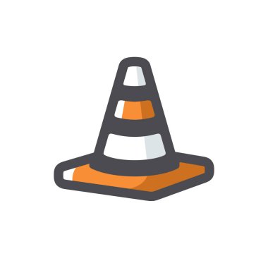 Trafik çizgili koni vektörü simgesi çizimi