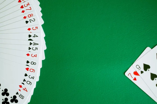 poker card copy space in green background