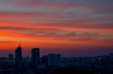 günbatımı ve siluet şehir, Bangkok, Tayland