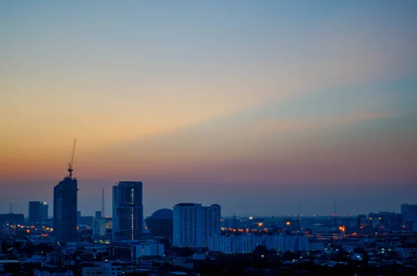 Naplemente Sziluett Város Bangkok Thaiföld — Stock Fotó