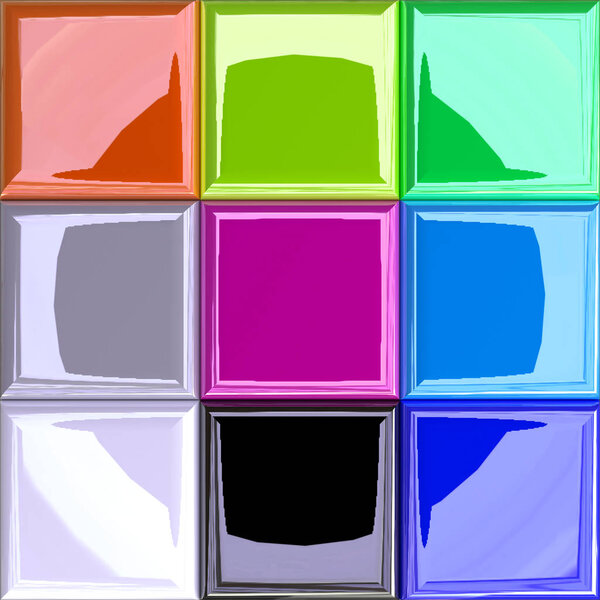 Цветной элемент дизайна плитки, реалистичная рендеринг фотографий (16-битный цвет), 3D иллюстрация, вариации, 3D иллюстрация

