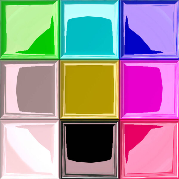 Цветной элемент дизайна плитки, реалистичная рендеринг фотографий (16-битный цвет), 3D иллюстрация, вариации, 3D иллюстрация

