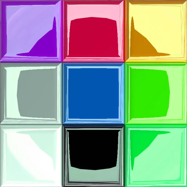 Mozaik design színes elem, fotó reális renderelés (16 bit szín), 3D illusztráció, variációk, 3D illusztráció — Stock Fotó