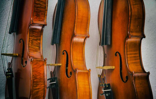 Fundo Design Arte Abstrata Três Violinos Empilhados Lado Background Show — Fotografia de Stock