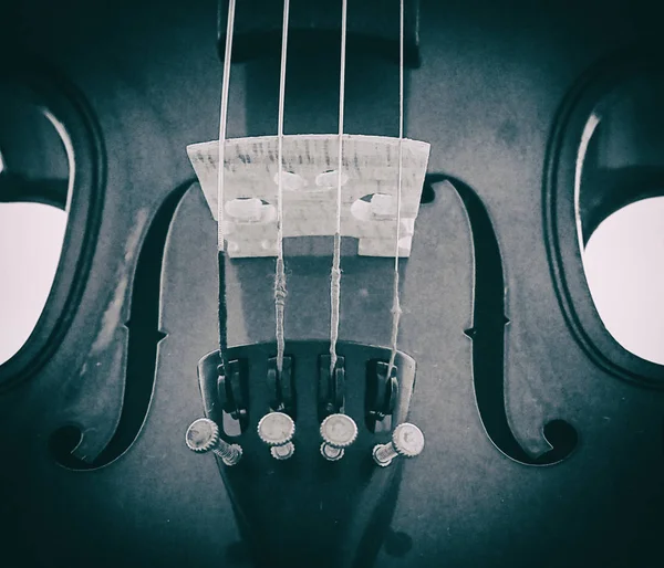 Fundo Arte Abstrata Violino Lado Frente Mostrar Partes Violino Vintage — Fotografia de Stock