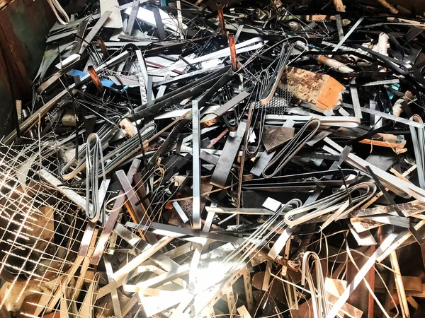 Los Residuos Acero Pila Metal Basura Acero Inoxidable Apilados Juntos — Foto de Stock