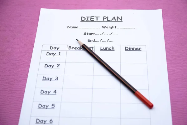 Diet Schedule Plan Pencil Put Background — Stock Photo, Image