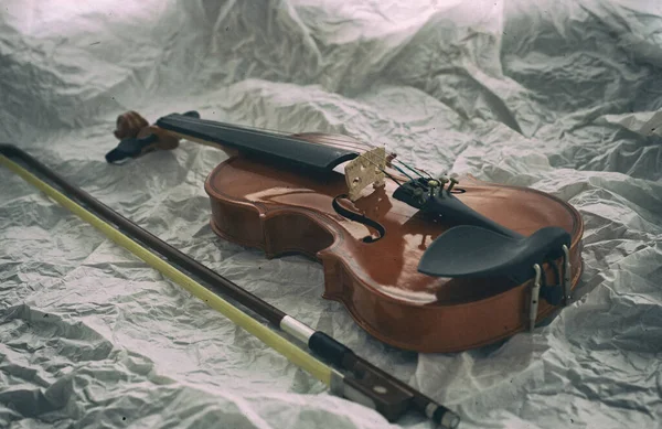 Die Abstrakte Kunst Design Hintergrund Der Hölzernen Geige Auf Grunge — Stockfoto