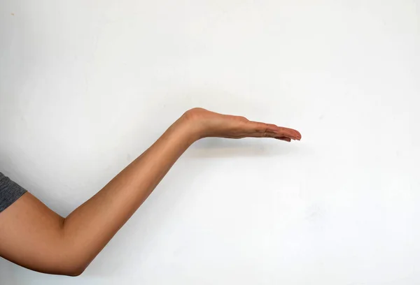 Ponto Mão Vazio Para Lado Direito Linguagem Corporal — Fotografia de Stock
