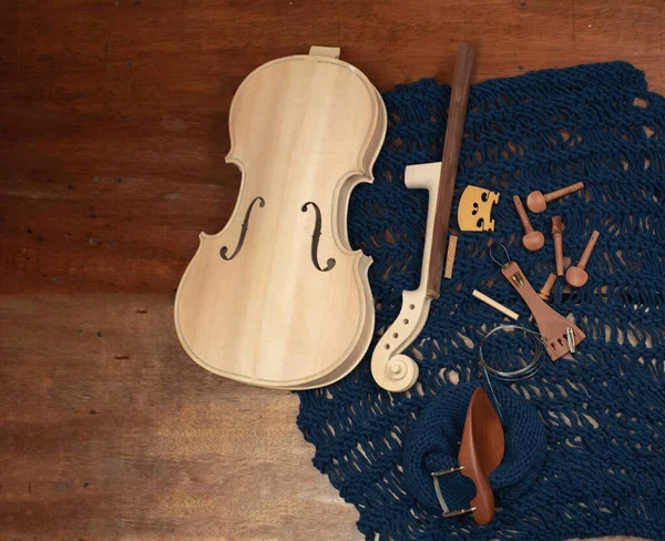 Raw Violin Accessories Put Background — Stock Photo, Image