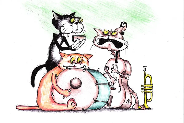 Die Katzenmusiker Spielen Jazz — Stockfoto