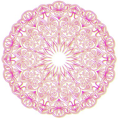 Henna, Mehndi, dövme, dekorasyon için mandala şeklinde dairesel desen. Etnik doğu tarzında dekoratif süs. Boyama kitabı sayfası.