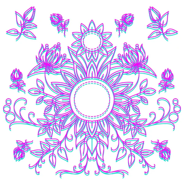 Modèle Symétrique Fleurs Impression Pour Textiles Vecteur — Image vectorielle