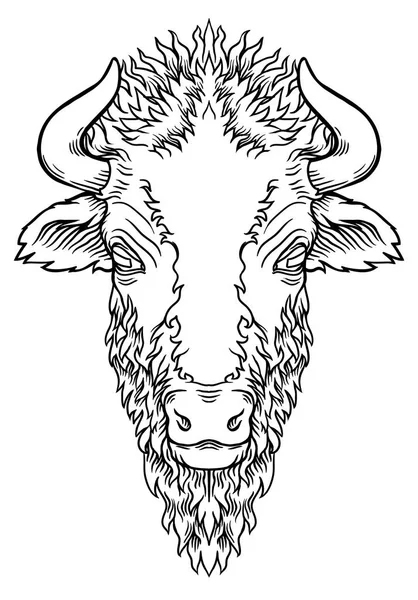 Вектор дизайну голови буйвола на білому тлі . — стоковий вектор