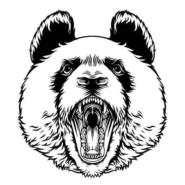 Angry Roaring Panda Head Vector Mascot Character — Stock Vector