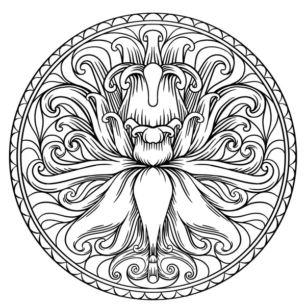 Forma Mandala Semplice Colorazione Vettore Mandala Floreale Fiore Orientale Profilo — Vettoriale Stock