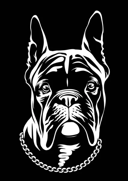 Handsome Black French Bulldog Logo. Series in Black White style. — Stock Vector