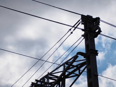 Yüksek hızlı trenin arka aydınlatma katenarizatörü. Ekoloji kavramı