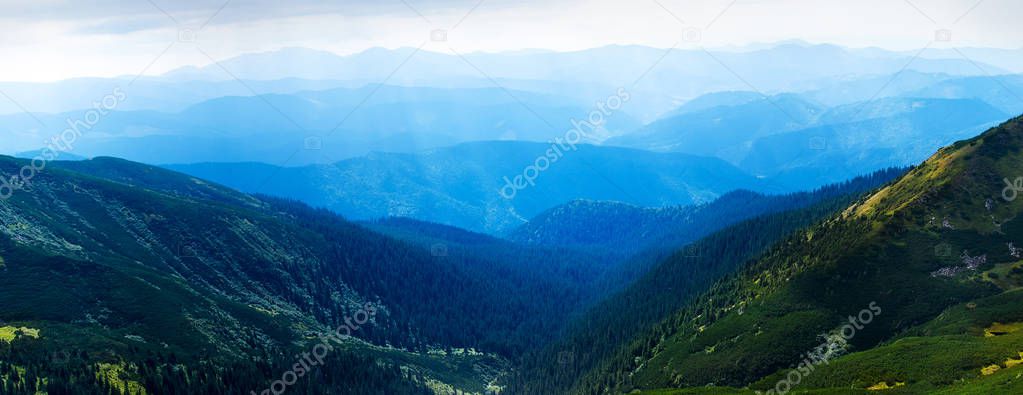 a panorama of the  anyon Carpathian Mountains