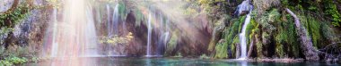 waterfall national park plitvice lakes clipart