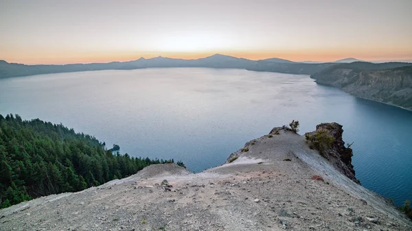 Panoramablick Auf Den Bergsee Kratersee Oregon Zauberinsel Horizont — Stockfoto