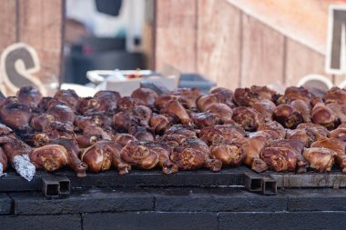 Satır ızgara domuz eti ayak.