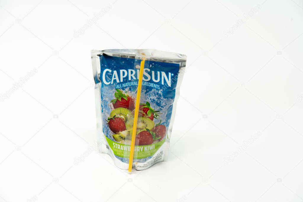 Portland, OR / USA - October 8 2018: Caprisun strawberry and kiwi drink for kids