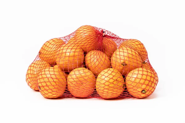 Netted Bag Tangerines Isolated White Background — Stock Photo, Image