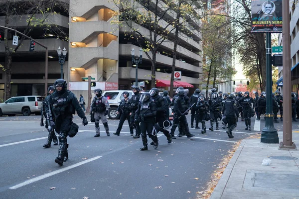 Portland Eller Usa November 2018 Stor Grupp Poliser Från Ett — Stockfoto