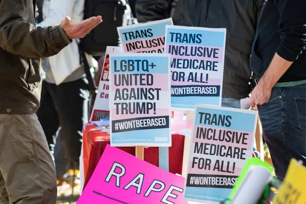 Portland Usa November 2018 Political Posters Demonstration Reading Lgbtq United — Stock Photo, Image