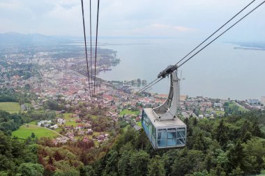 Pfander Cable Car Avusturya, Bregenz'deki şehir manzaralı