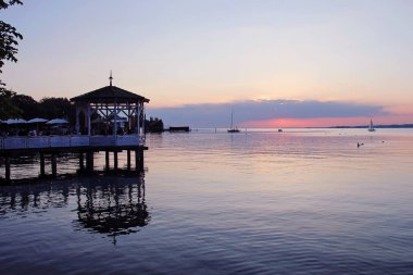 Bregenz, Avusturya Konstanz Gölü, güzel gün batımı