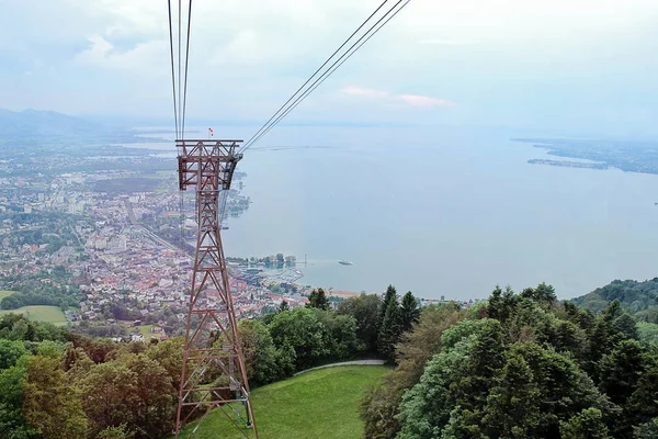 Blick Von Der Seilbahn Auf Die Stadt Und Den Bodensee — Stockfoto